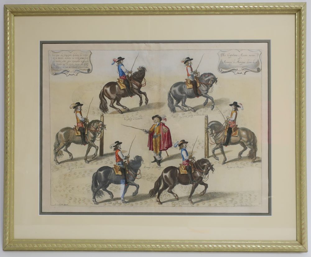 Appraisal: Dressage Hand Colored Engraving th C By Lucas Vorstermans II