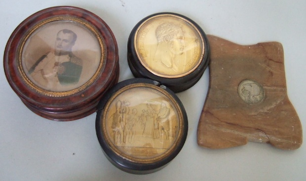 Appraisal: A burr elm circular snuff box th century the cover