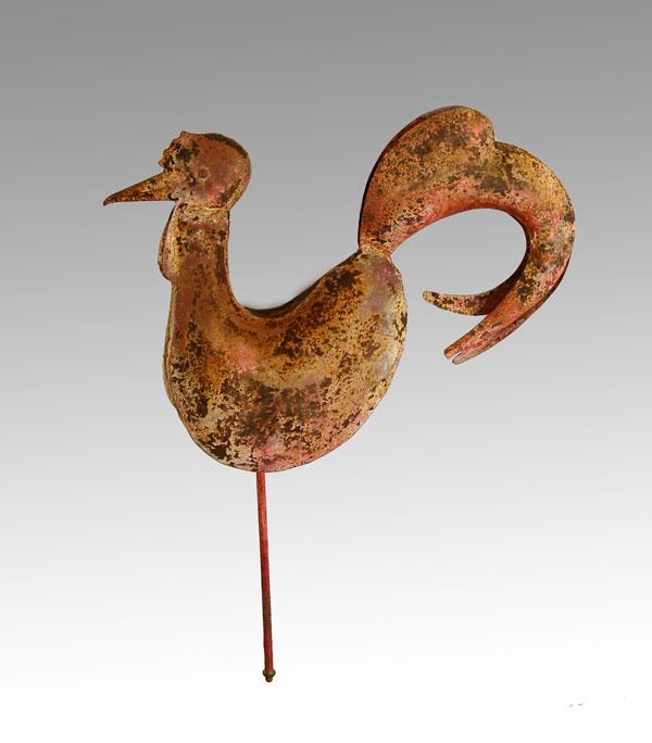 Appraisal: VINTAGE ROOSTER FORM WEATHER VANE Circa Mid th century retains