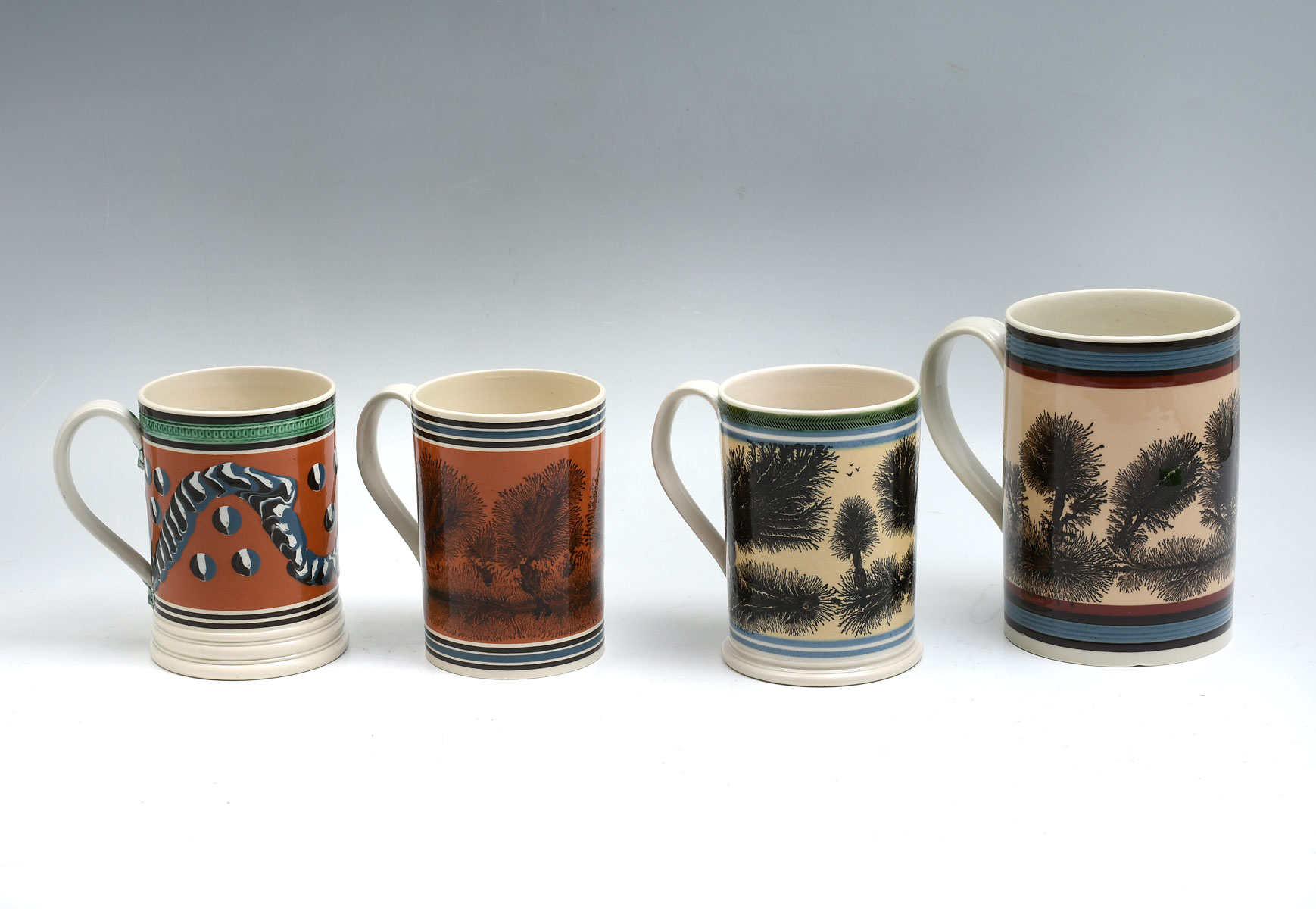 Appraisal: PC DON CARPENTIER MOCHAWARE MUGS Comprising - Seaweed pattern mugs