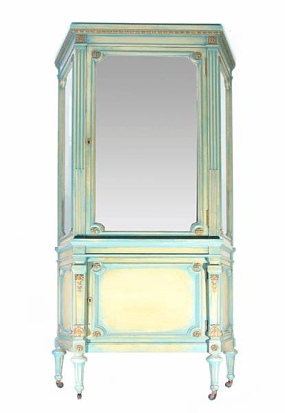 Appraisal: A Louis XVI style paint decorated vitrine height ft in