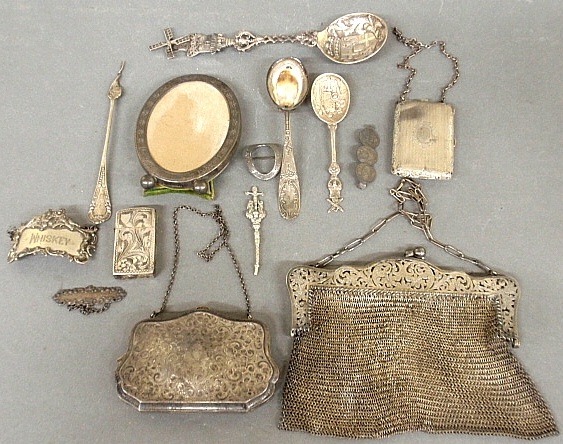 Appraisal: - Group of misc silver German silver etc incl mesh