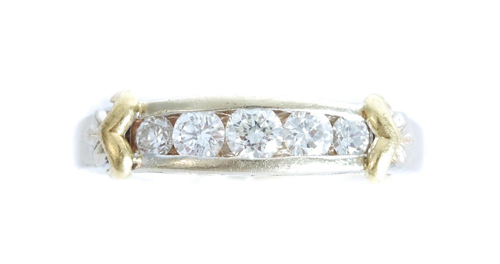 Appraisal: K YELLOW AND WHITE GOLD DIAMOND RING BAND K yellow