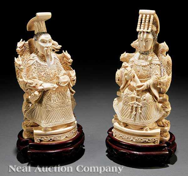 Appraisal: A Pair of Chinese Ivory Emperor and Empress Figures Qianlong