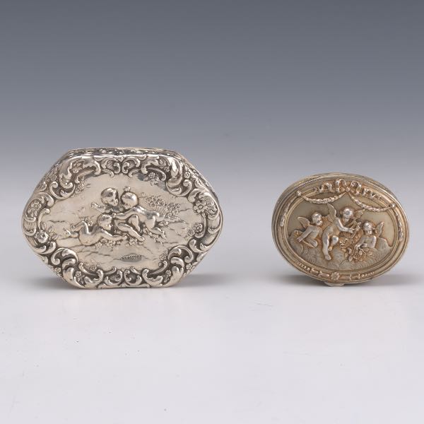 Appraisal: TWO EUROPEAN SILVER REPOUSSE BOXES x x x - x