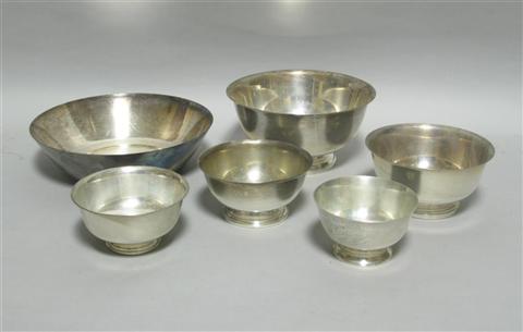 Appraisal: GROUP OF SILVER PREISNER FISHER REVERE BOWLS The group including