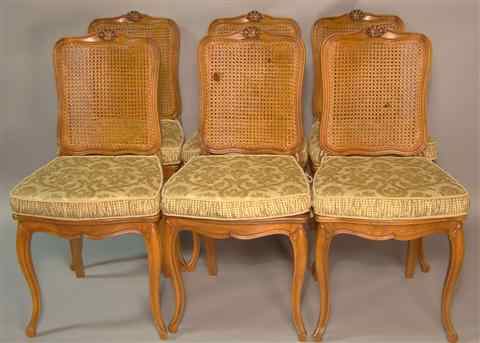 Appraisal: SET OF LOUIS XV STYLE CANED DINING CHAIRS the caned