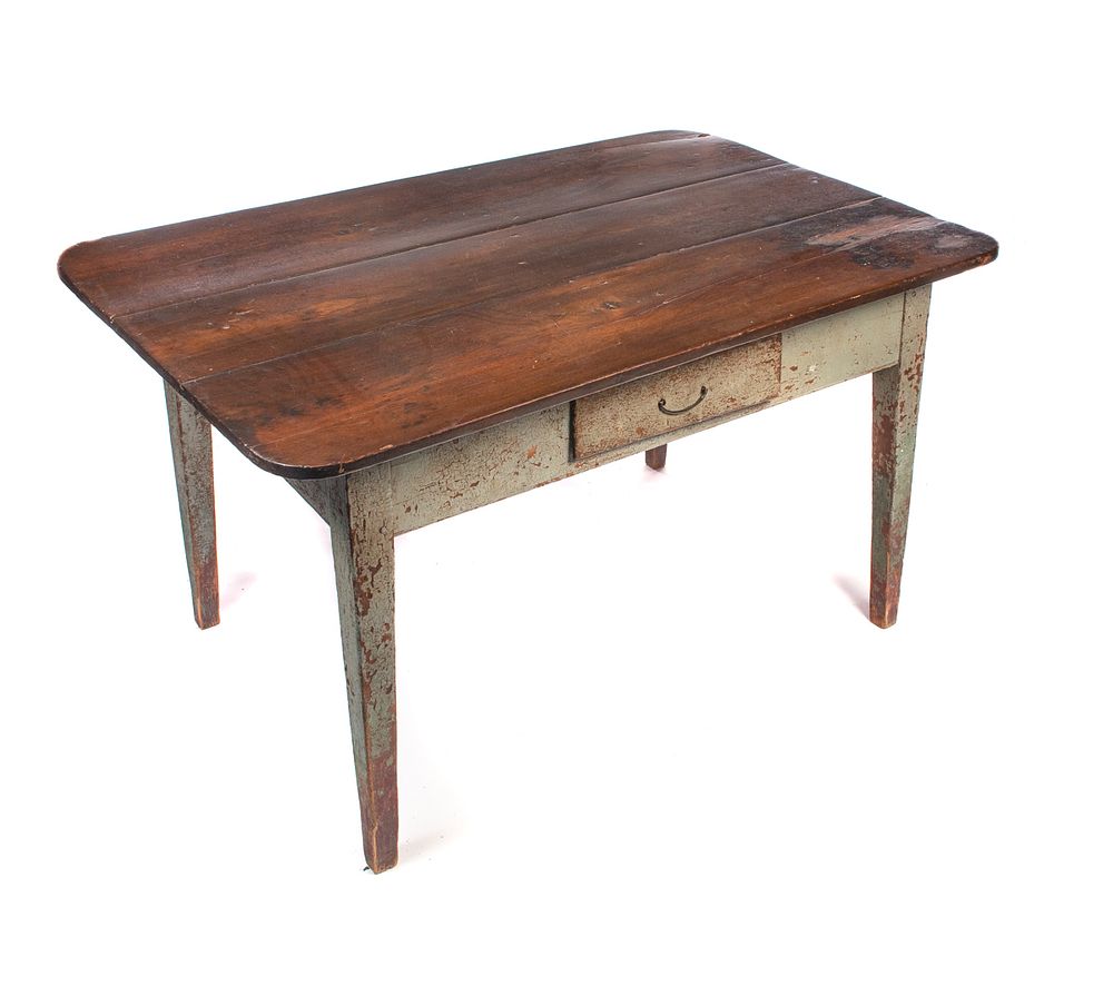 Appraisal: Early Painted Pegged Country Hepplewhite Farm Table Early Painted Pegged