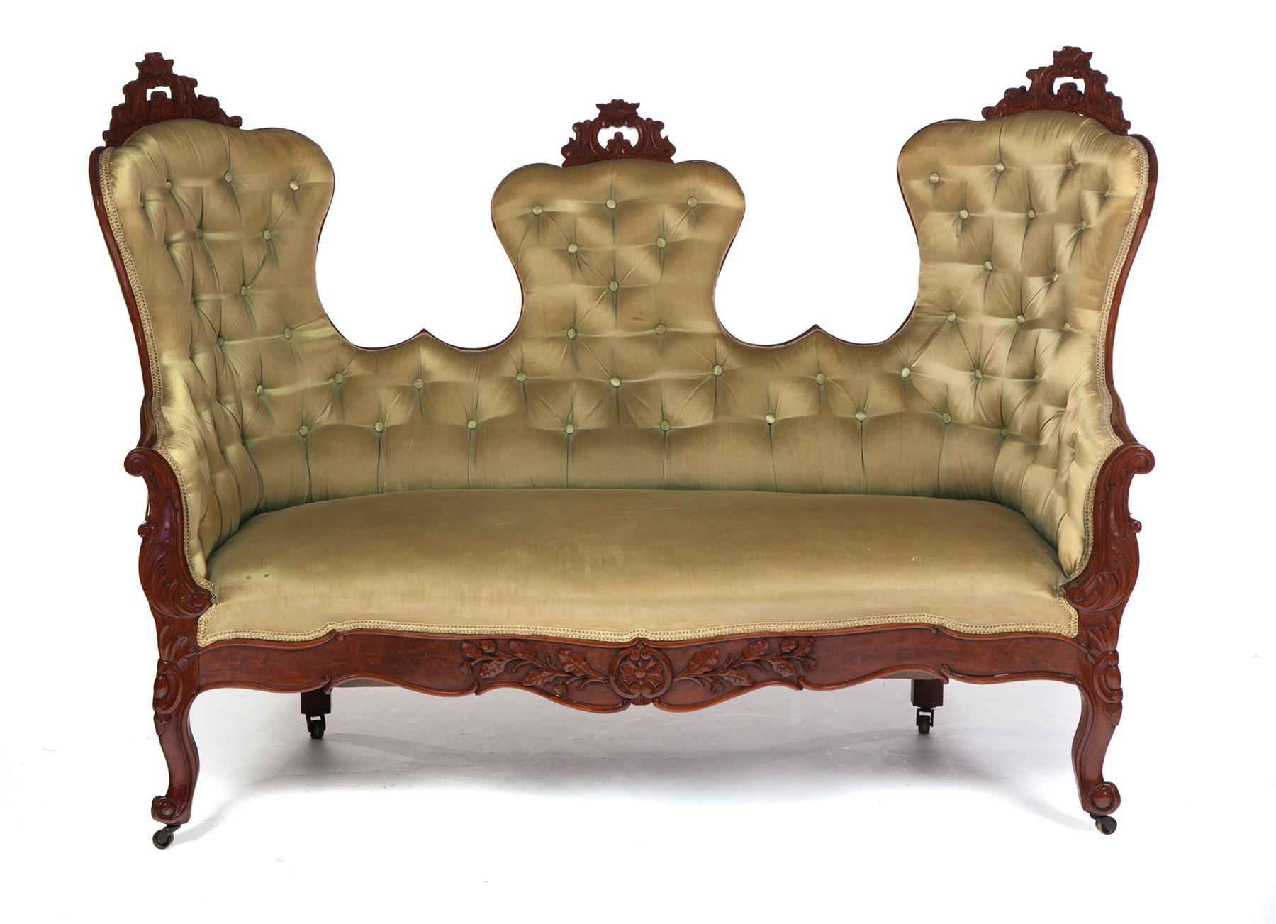 Appraisal: VICTORIAN SETTEE WITH UNUSUAL BACK American rd quarter- th century