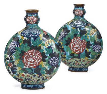 Appraisal: Pair of Chinese cloisonne moon flasks Qing dynasty