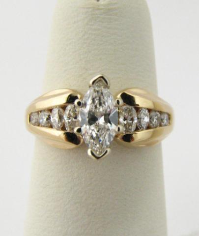 Appraisal: k yellow gold marquise diamond engagement ring with side diamonds