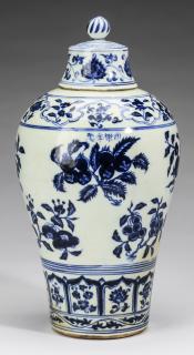 Appraisal: Chinese covered meiping vase h Chinese blue and white covered