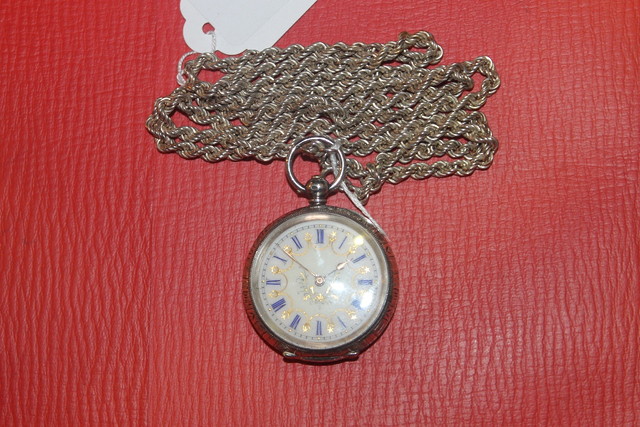 Appraisal: A CONTINENTAL POCKET WATCH with engine turned case and enamelled