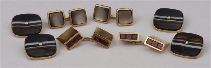 Appraisal: THREE PAIRS OF CUFFLINKS pair stamped