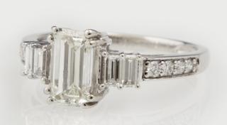 Appraisal: Lady's Platinum Dinner Ring with an emerald cut Lady's Platinum