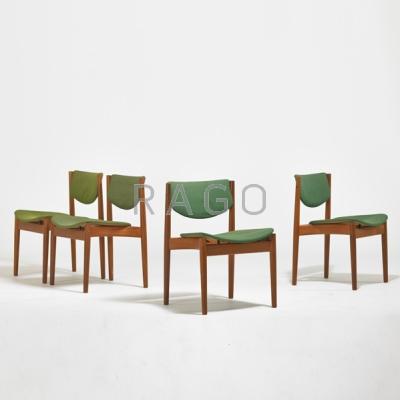 Appraisal: FINN JUHL FRANCE SONS Four side chairs Denmark s Teak