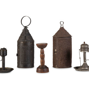 Appraisal: A Group of Early Lighting th Century comprising two punched