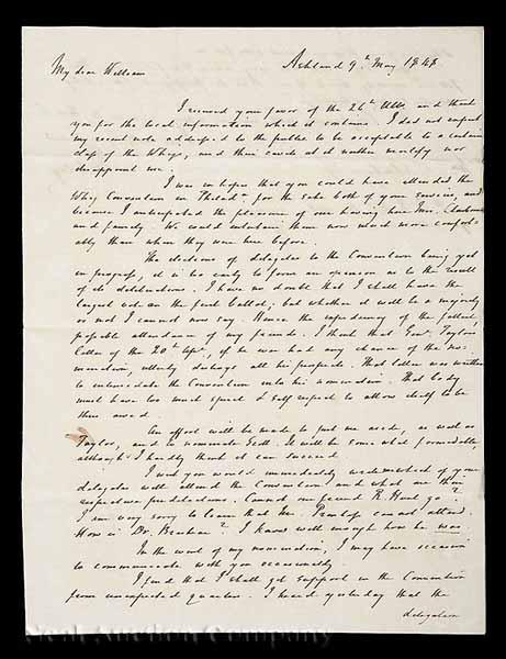 Appraisal: Two Autograph Letters Signed by Henry Clay to William C