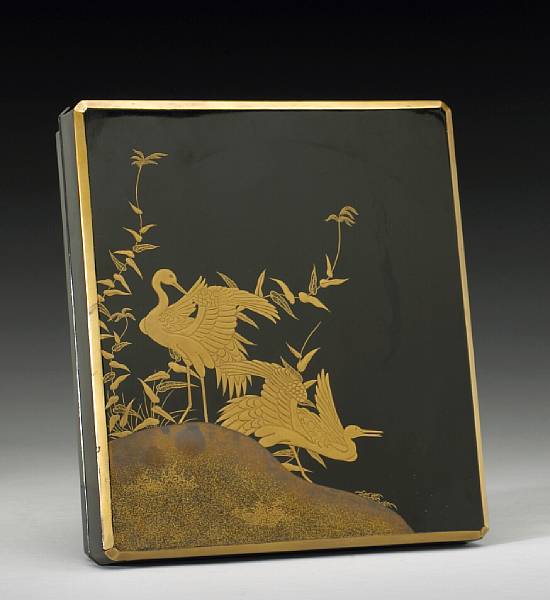 Appraisal: A black and gilt lacquered suzuribako th Century Elegantly decorated