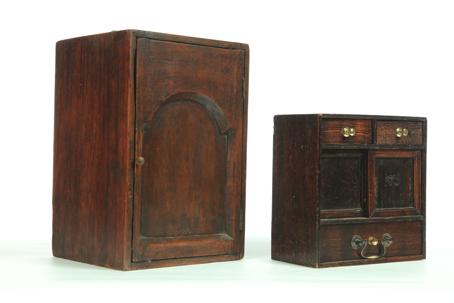 Appraisal: TWO MINIATURE PIECES OF FURNITURE England th century oak Miniature