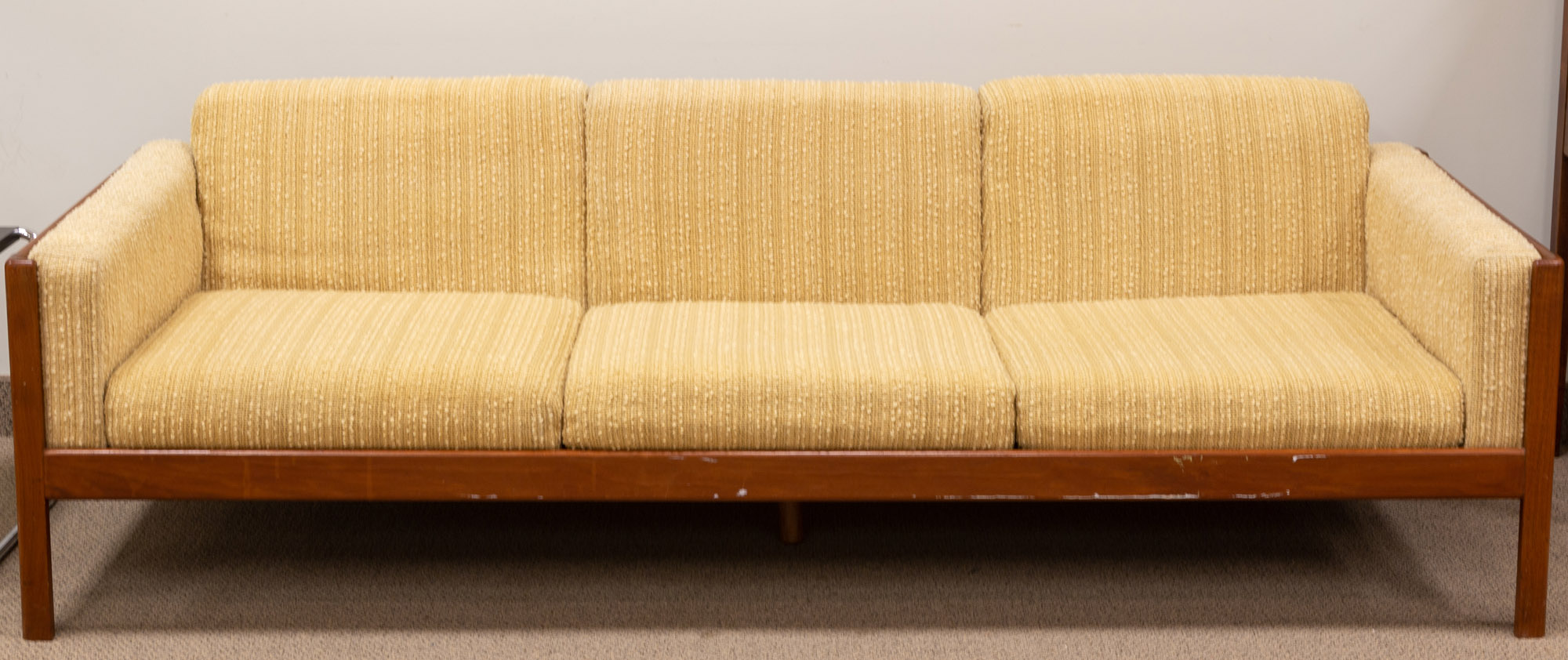 Appraisal: DANISH MODERN SOFA Mid th century Teak wood and upholstery