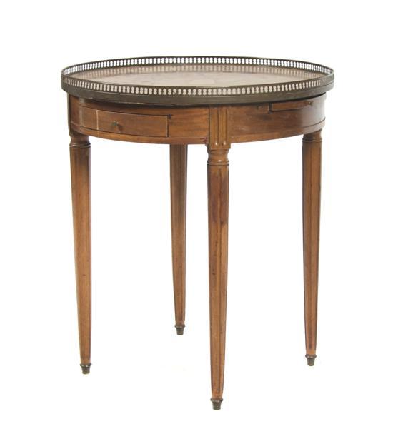 Appraisal: Louis XVI Style Walnut Bouillotte Table circa the circular gallery