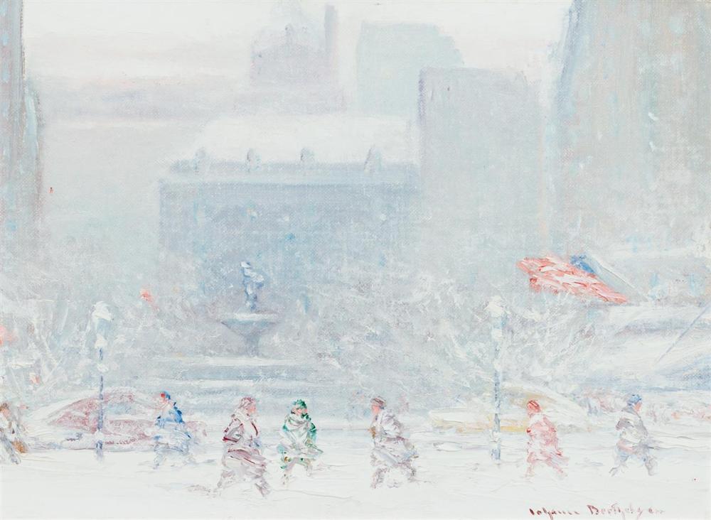 Appraisal: JOHANN BERTHELSEN American - Grand Army Plaza in Winter oil