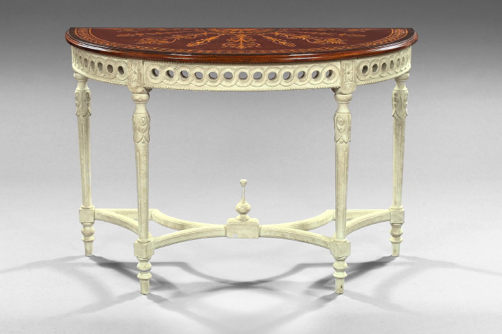 Appraisal: Adam-Style Inlaid Mahogany and Polychromed Console Table the mahogany top