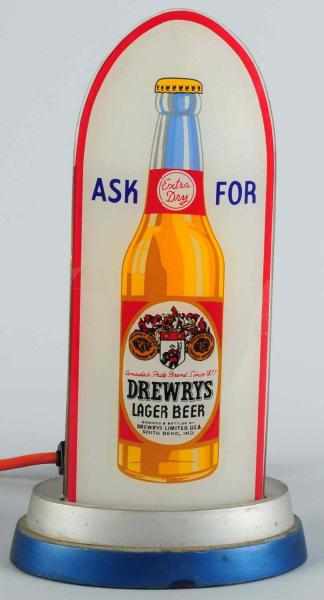 Appraisal: Drewry's Lager Beer Light-Up Bullet Sign Reverse glass sign has