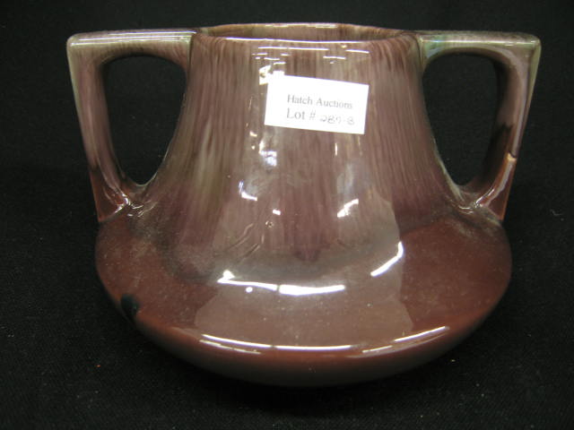 Appraisal: Art Pottery Handled Vase deep burgundy slip glaze Fulper style