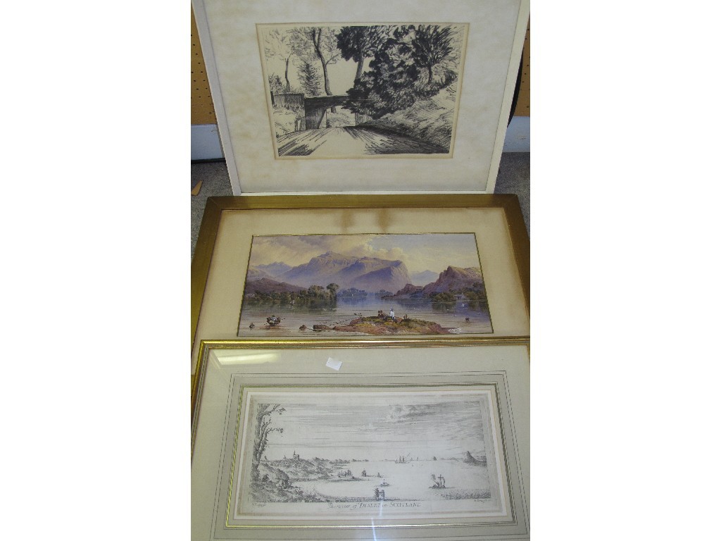 Appraisal: Lot comprising I F GEORGE 'Kirkhall' drawing one Continental watercolour