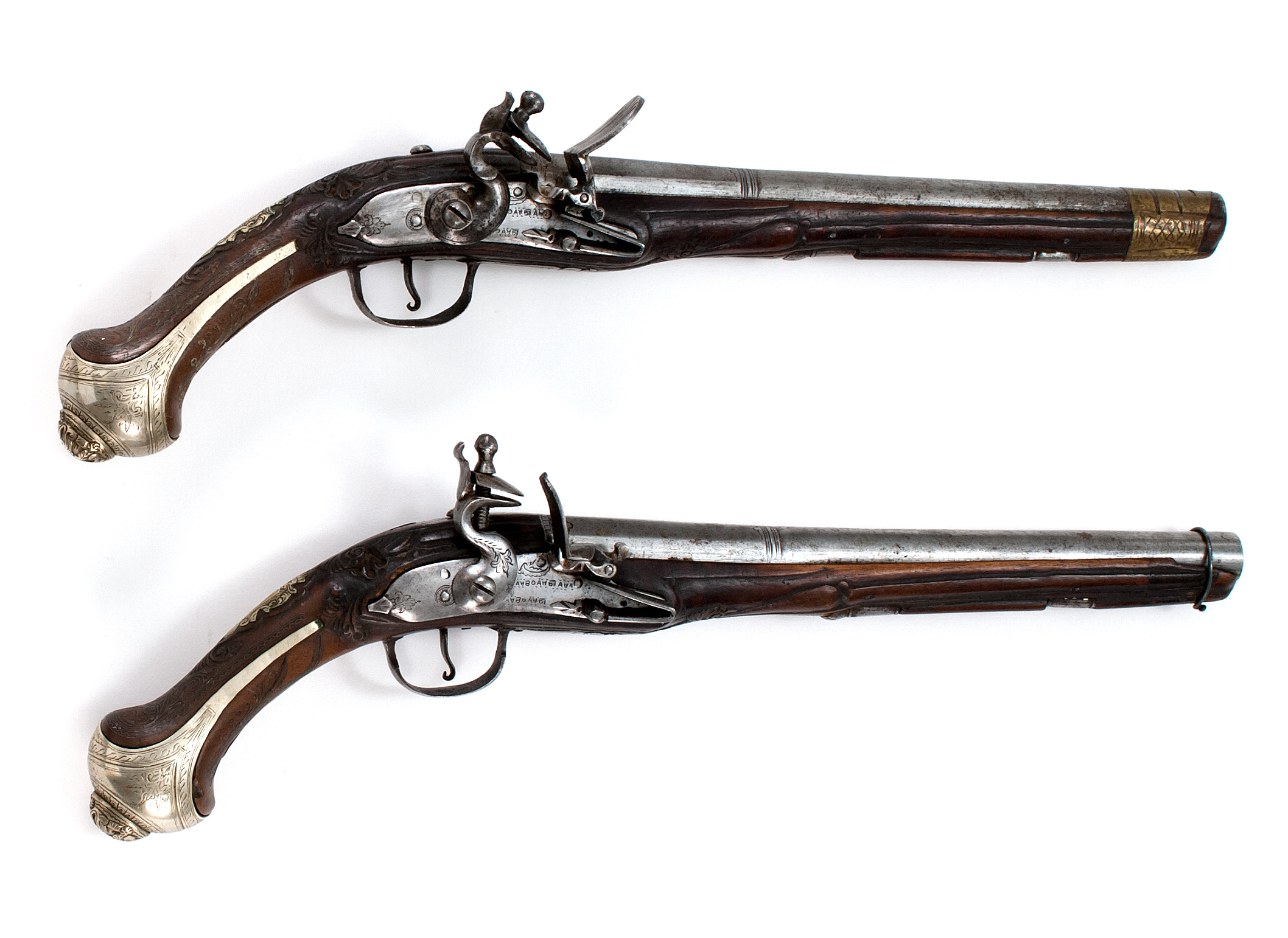 Appraisal: PAIR OF MIDDLE EASTERN FLINTLOCK PISTOLS th Century cal Part