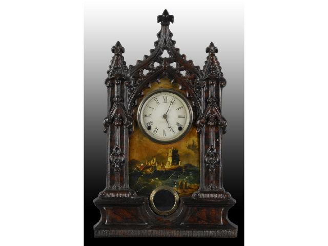 Appraisal: Chauncey Jerome New Haven Iron Front Clock Description Seascape scene