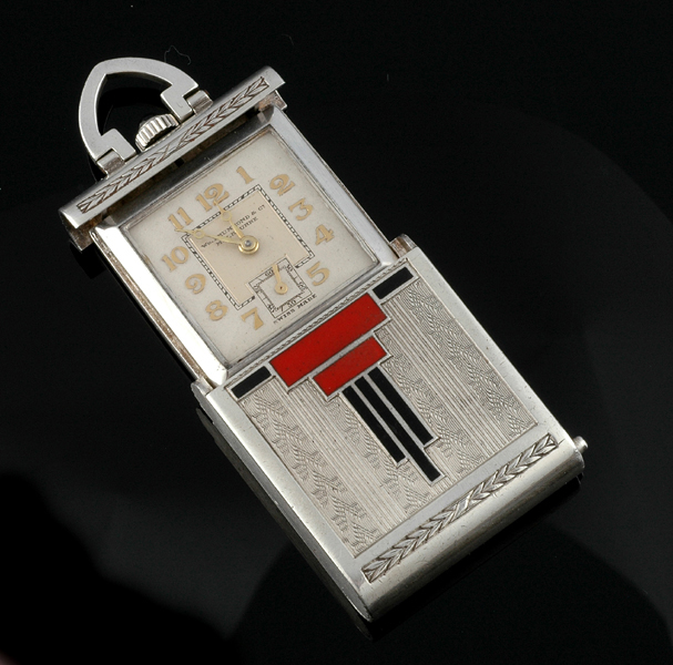 Appraisal: A LADIES ART DECO TRAVEL WATCH Circa Having a silvered