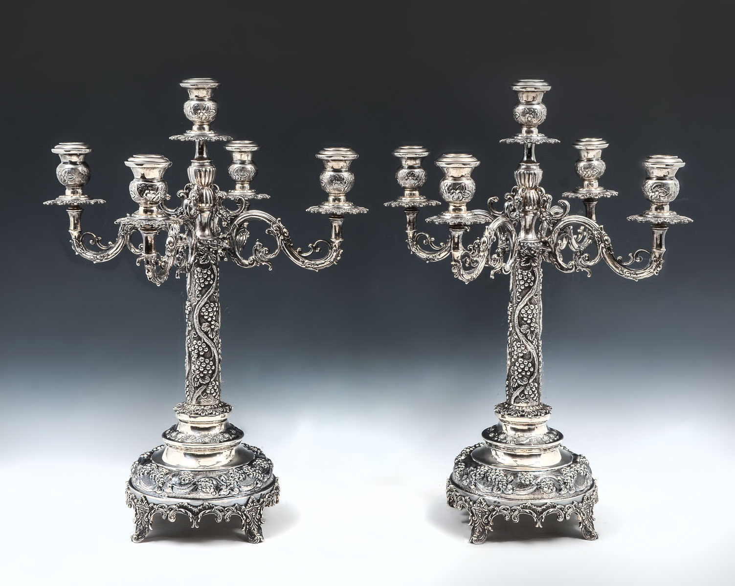 Appraisal: PAIR FINE SILVER VICTORIAN CANDLESTICKS Approx Ounces Impressive Coin Silver