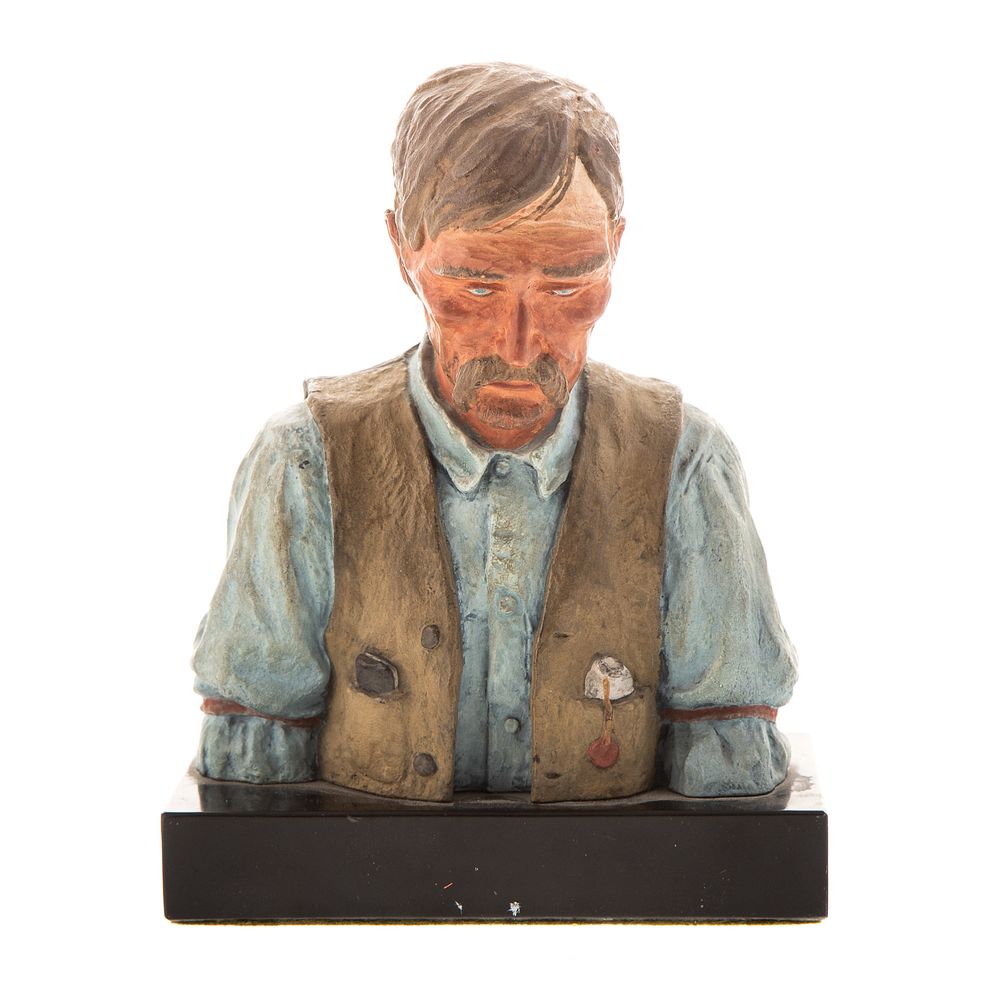 Appraisal: Harry Jackson Old Timer Painted Bronze Bust American - Bust