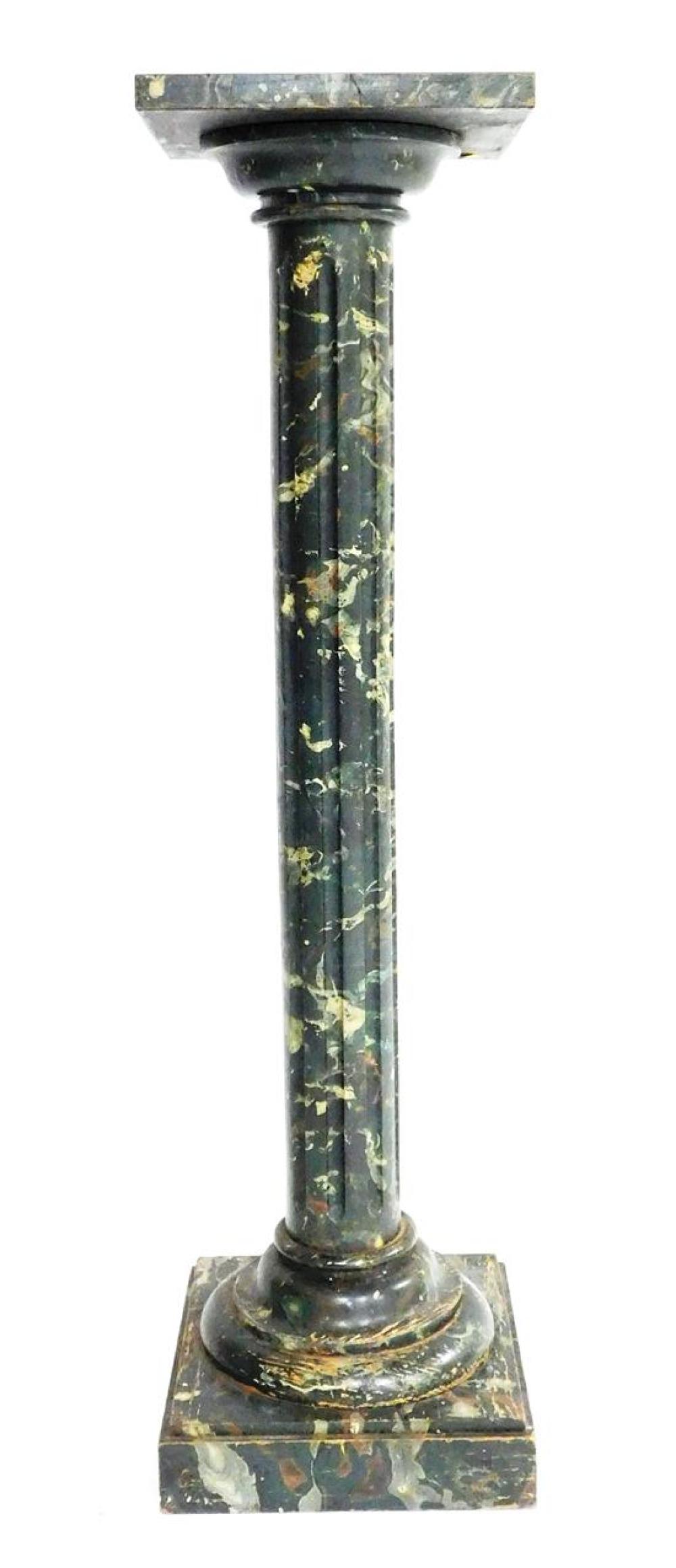 Appraisal: Faux marble painted wood pedestal doric column style marbled finish