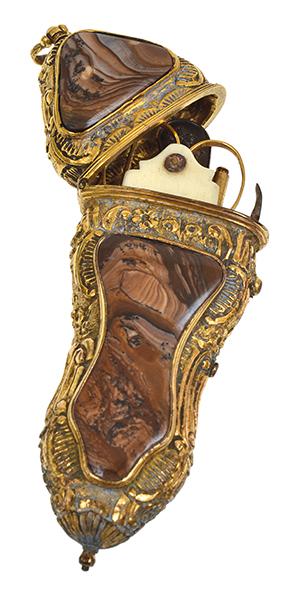 Appraisal: A VICTORIAN AGATE AND GILT METAL CHATELAINE ETUI TH CENTURY