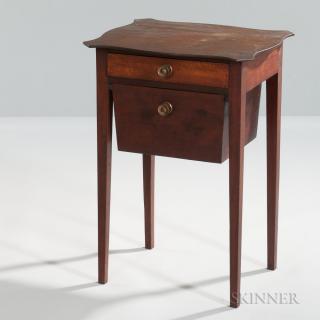 Appraisal: Mahogany and Mahogany and Bird's-eye Maple Veneer Sewing Stand Newburyport