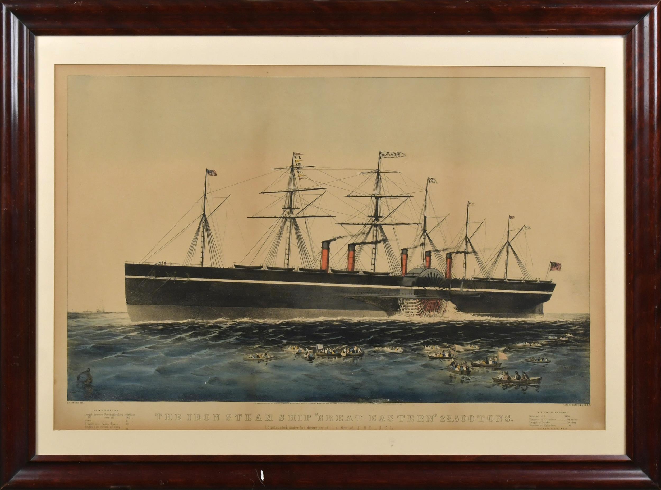 Appraisal: CURRIER IVES THE IRON STEAMSHIP GREAT EASTERN Antique hand colored