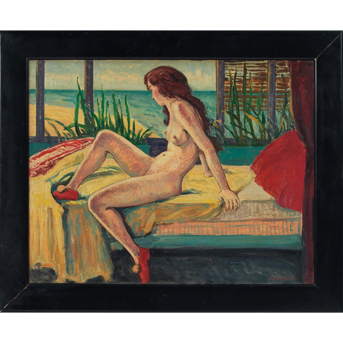 Appraisal: Robert Bartholomew Harshe American - ''Nude on Bed '' c