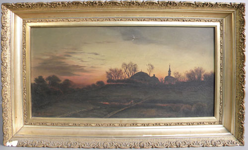 Appraisal: Oil on canvas landscape late th c signed E A