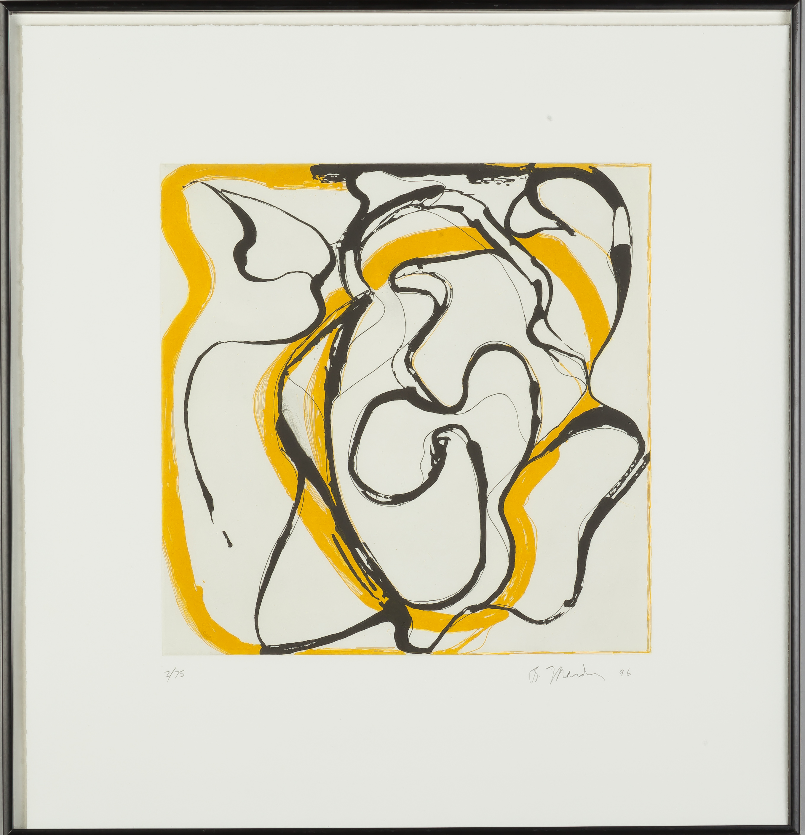 Appraisal: Brice Marden American b Yellow And Black Linear Design On