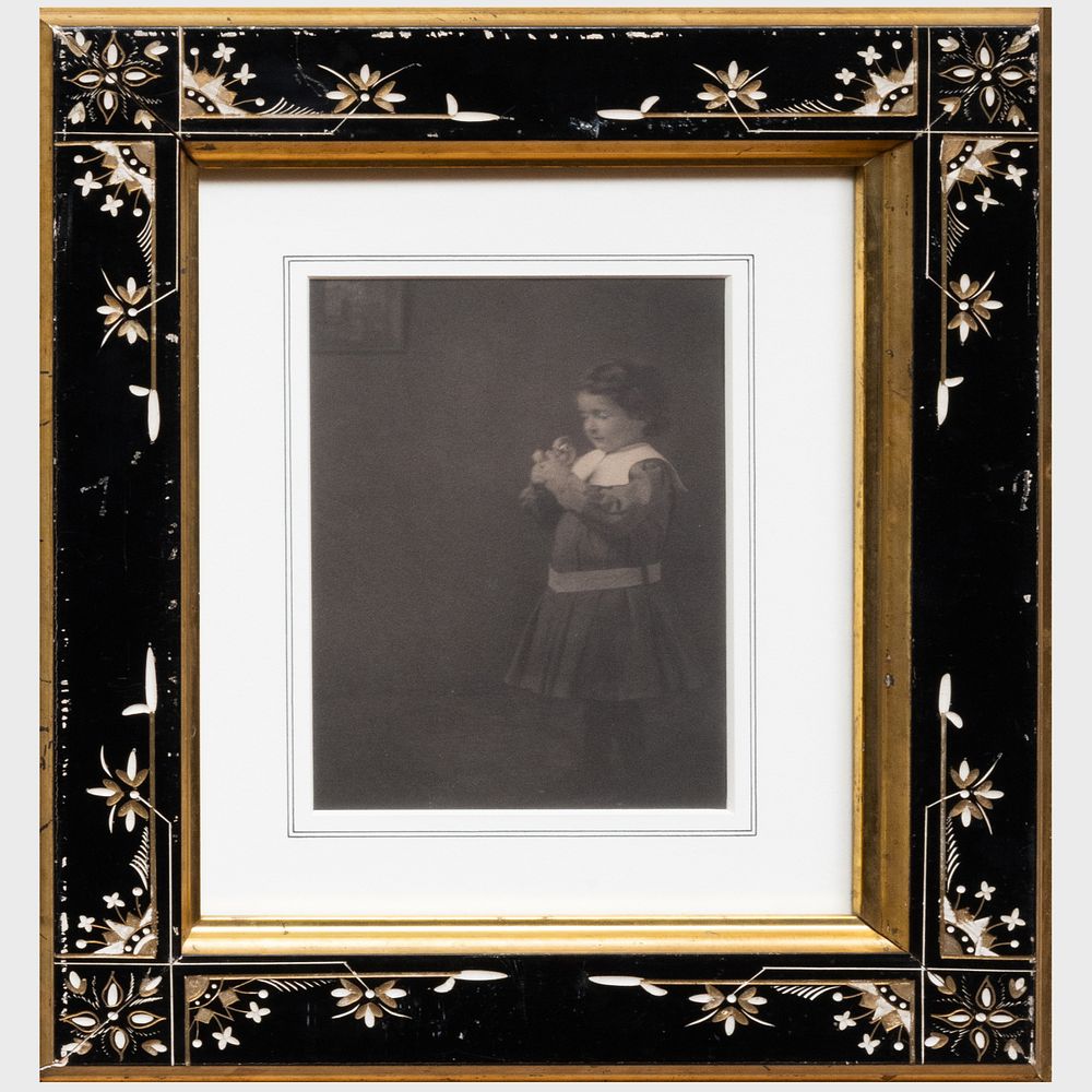 Appraisal: American School Young Girl and Bird Platinum print on paper