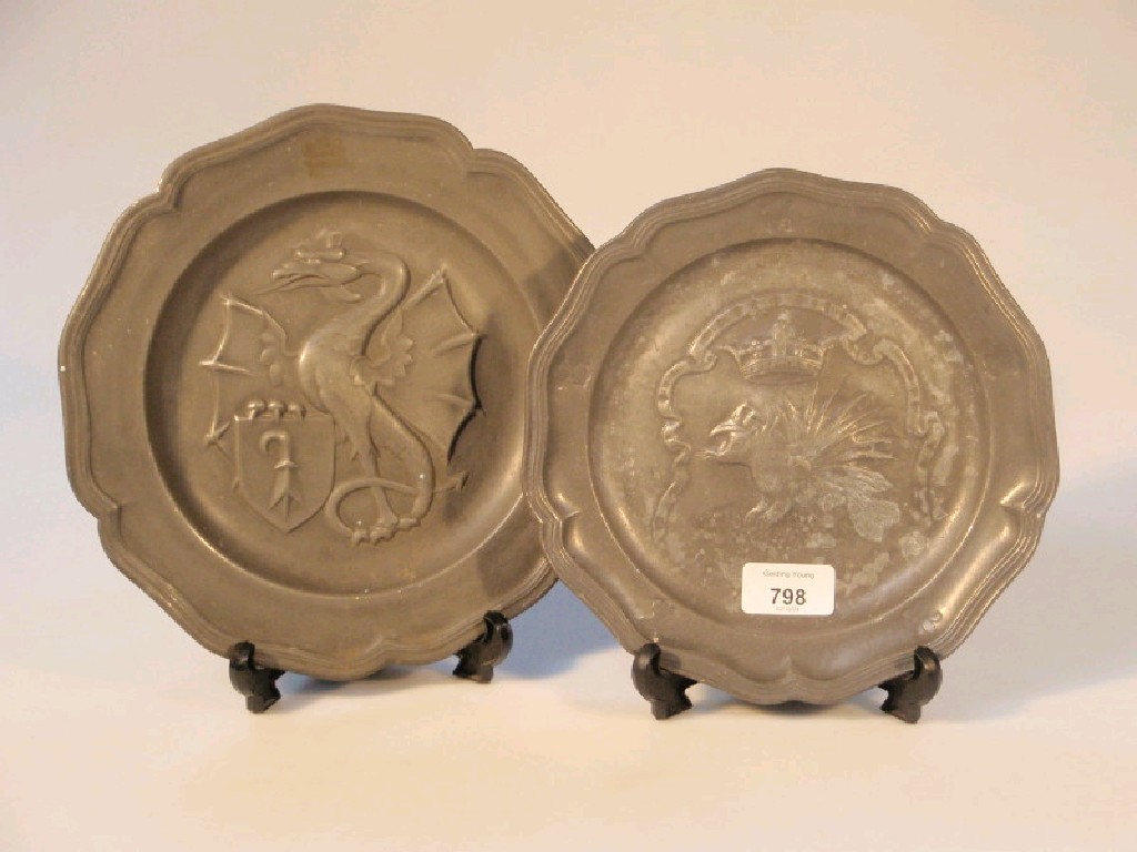 Appraisal: An thC continental pewter plate embossed with a stylized hedgehog