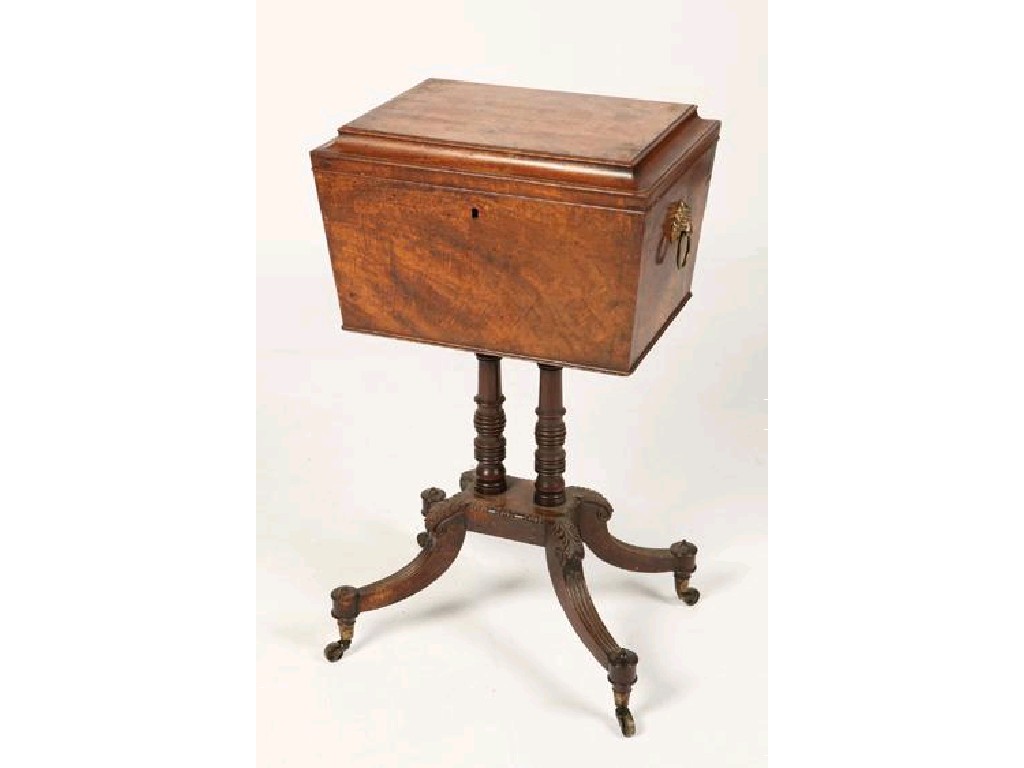 Appraisal: A REGENCY MAHOGANY TEAPOY the rectangular top with a moulded