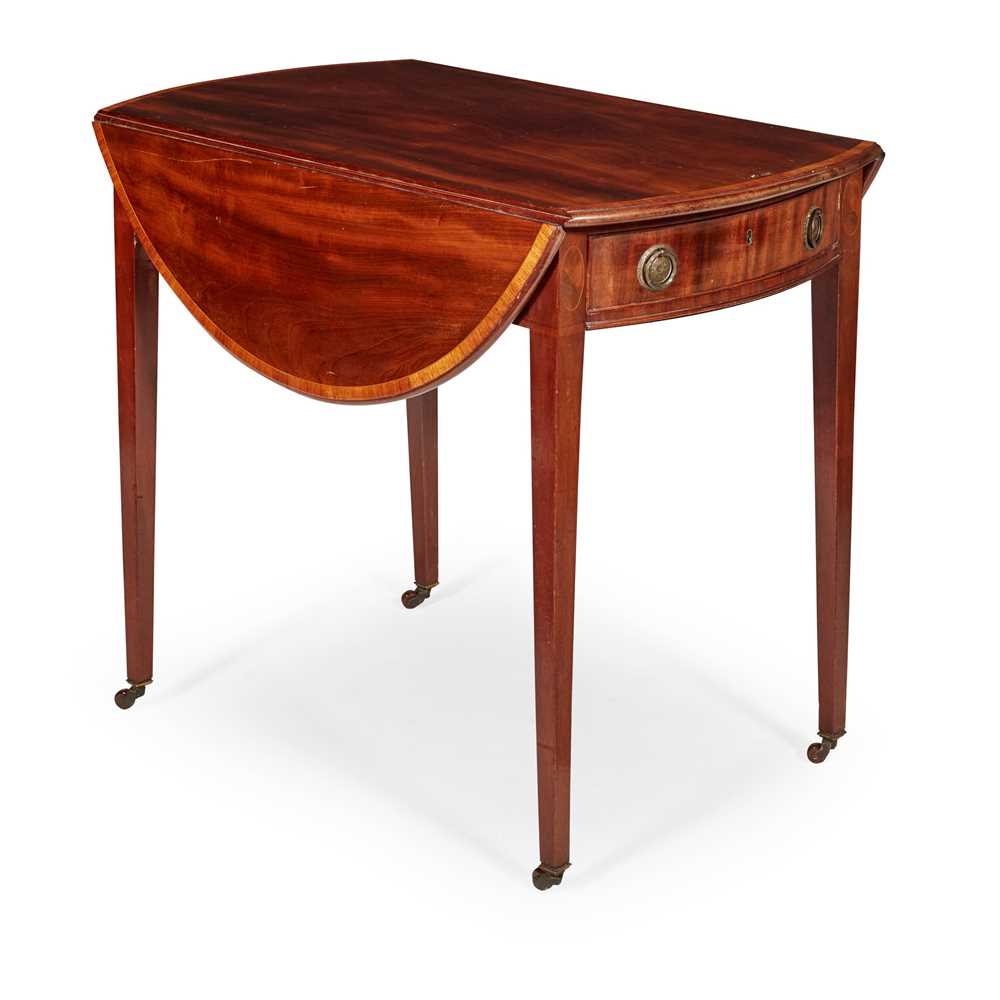 Appraisal: GEORGE III MAHOGANY AND KINGWOOD BANDED OVAL PEMBROKE TABLE LATE