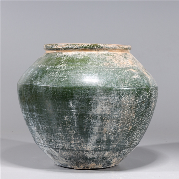 Appraisal: Chinese green crackle glazed early style vessel overall good condition