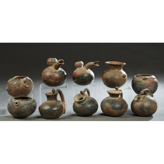 Appraisal: Group of Ten Pre-Columbian Style Pottery Vessels th c with