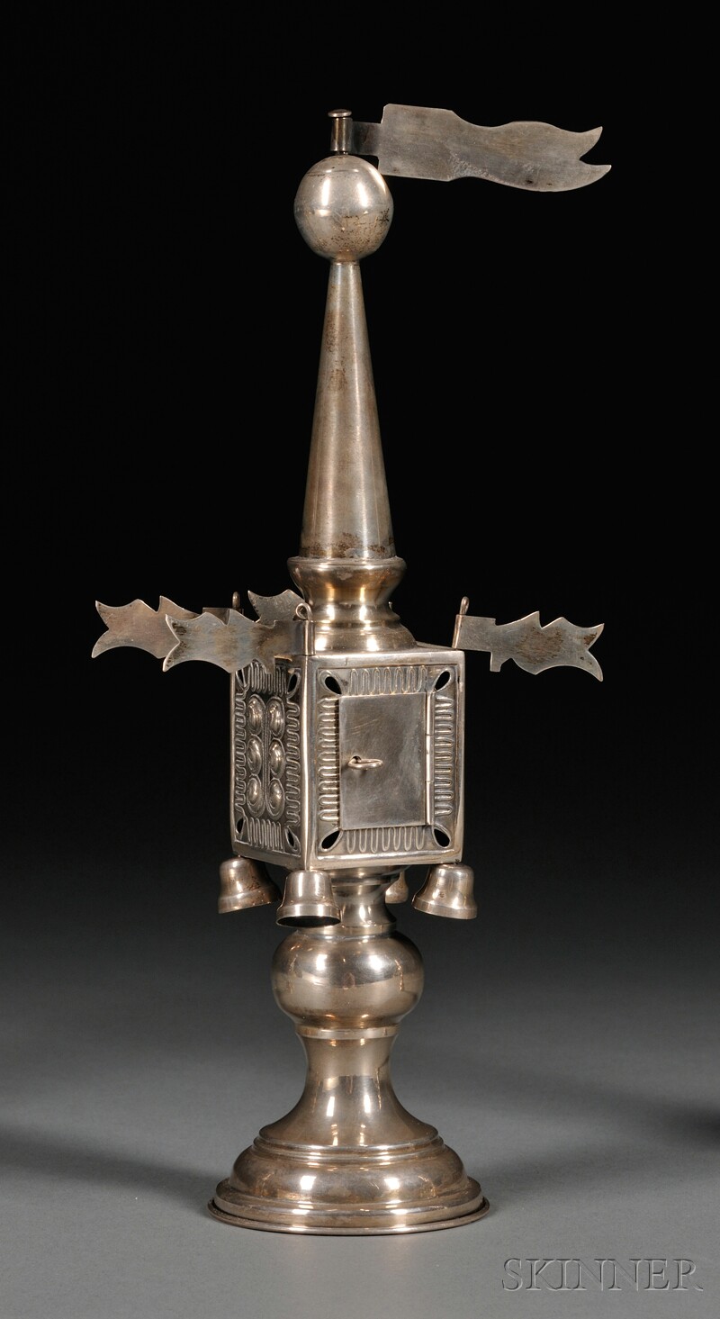 Appraisal: Russian Silver Art Nouveau-style Tower-form Besamim Box Spice Container Odessa